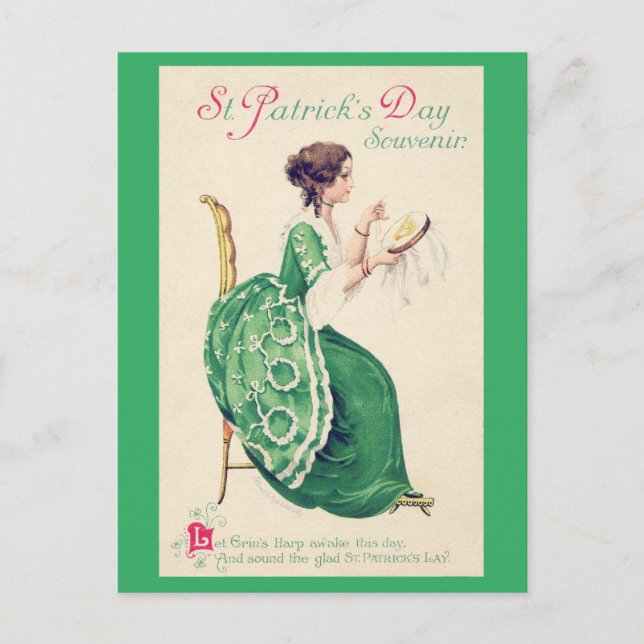 Carte Postale Dame de la Saint Patrick, Vintage (Devant)