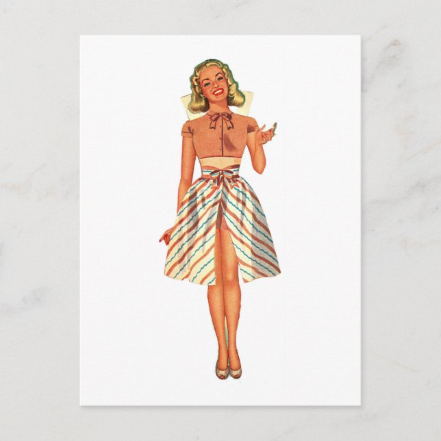 Carte Postale Dame de poupée en papier rétro (Devant)