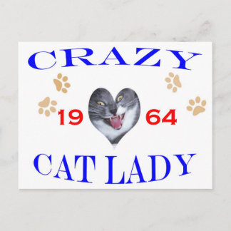 Carte Postale Dame du chat fou 1964