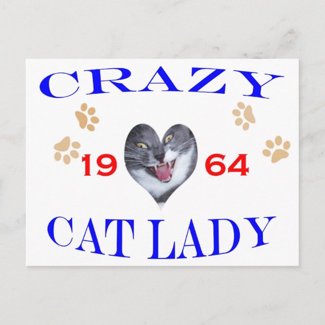 Carte Postale Dame du chat fou 1964 (Devant)
