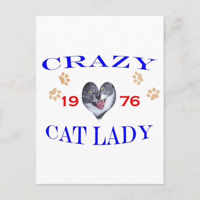 Carte Postale Dame du chat fou 1976 (Devant)