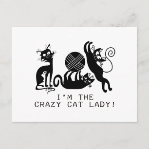 Carte Postale Dame du Crazy Cat