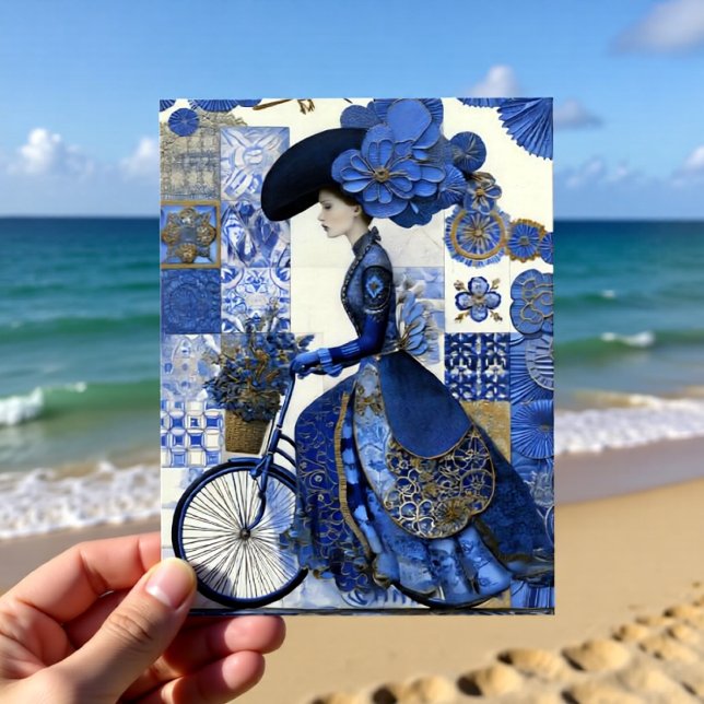 Carte Postale Dame élégante à bicyclette Delft (Créateur téléchargé)