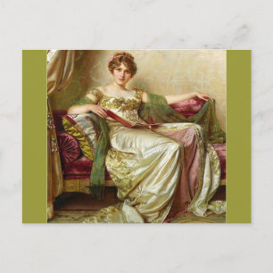 Carte Postale Dame en attente - Motif Vintage