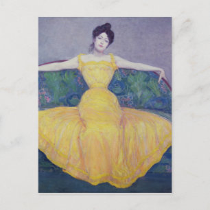 Carte Postale Dame en robe jaune, 1899