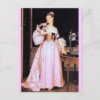 Carte Postale Dame en rose - Caraud