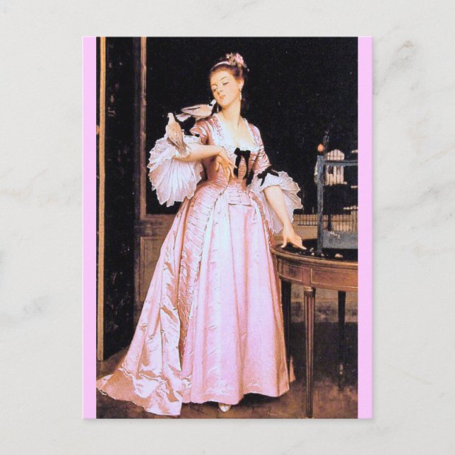 Carte Postale Dame en rose - Caraud (Devant)