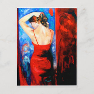Carte Postale Dame en rouge