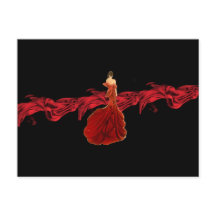 Carte postale Dame en rouge