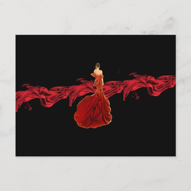 Carte postale Dame en rouge (Devant)