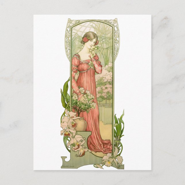 Carte Postale Dame en serre (Devant)