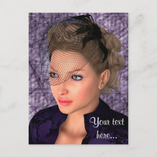 Carte Postale Dame en violet