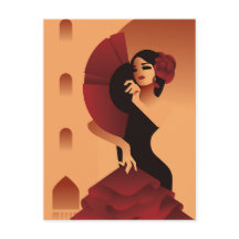 Dame espagnole avec ventilateur et rose en cheveux