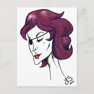 Carte Postale Dame pirate violette Femme aux cheveux violets Des