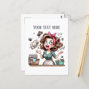 Carte Postale Dame rétro vintage cool ajoutez du texte 