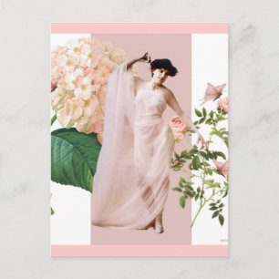 Carte Postale Dame rose