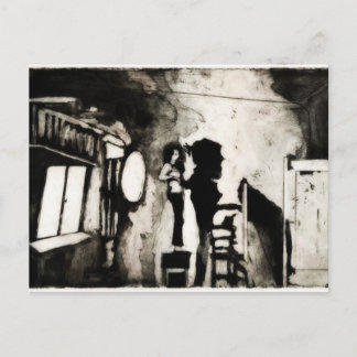 Carte Postale Dame sur une chaise