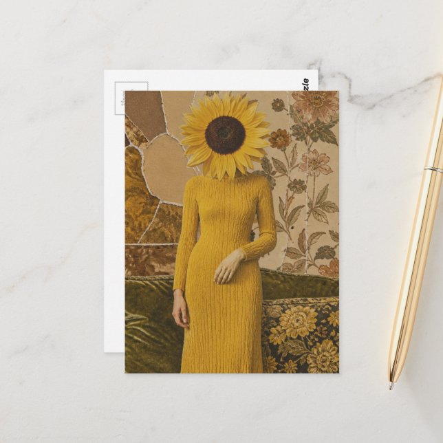 Carte Postale Dame Tournesol (Devant/Arrière en situation)