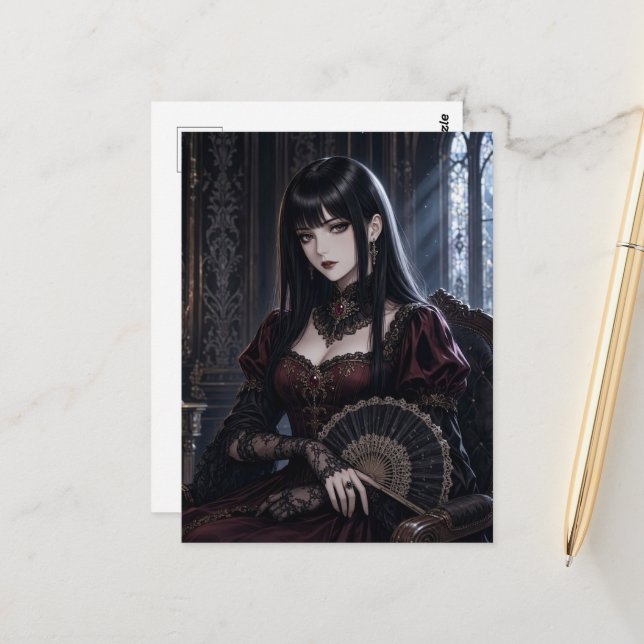 Carte Postale Dame Vampire Superbe (Devant/Arrière en situation)