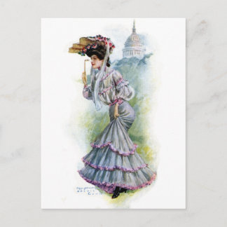 Carte Postale Dame victorienne en robe de lavande