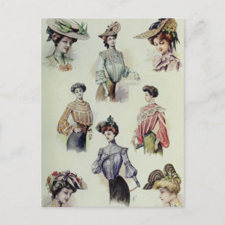 Carte Postale Dame victorienne - Mode française Vintage - Blouse