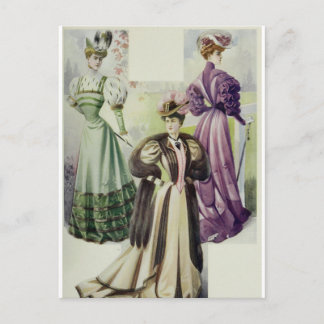 Carte Postale Dame victorienne - Robe Vintage Brown mode