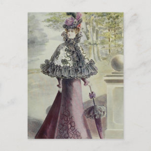 Carte Postale Dame victorienne - Robe Vintage rose mode