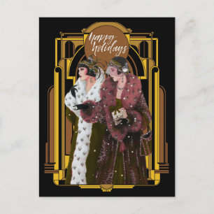 Carte Postale Dames Art Déco Rétro Noël