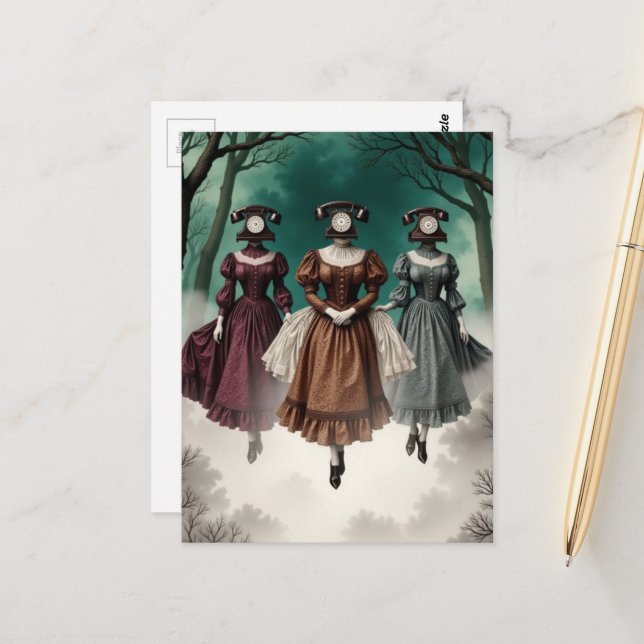 Carte Postale Dames Téléphone (Devant/Arrière en situation)