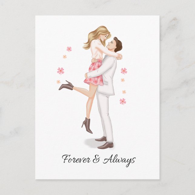 Carte postale d'amour pour couple romantique (Devant)