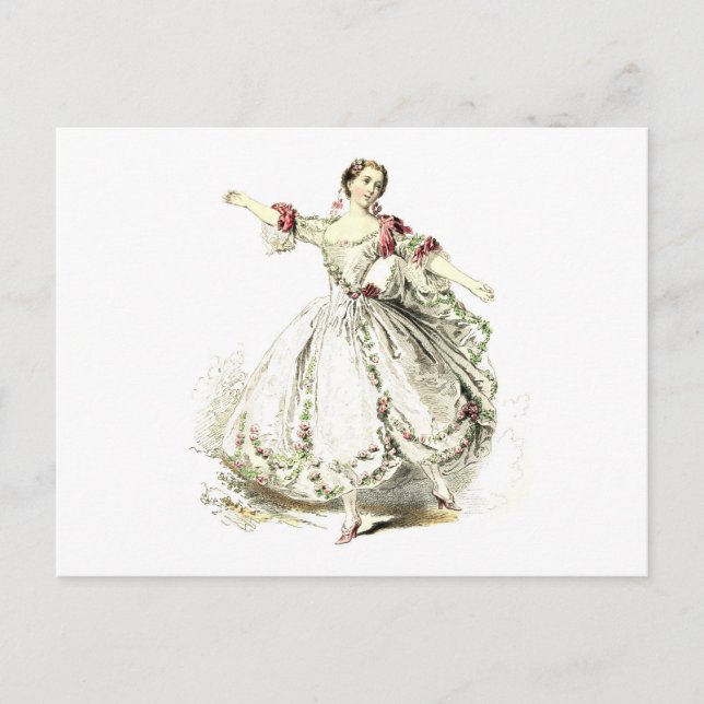 Carte postale - Dancing Lady en Rose (Devant)