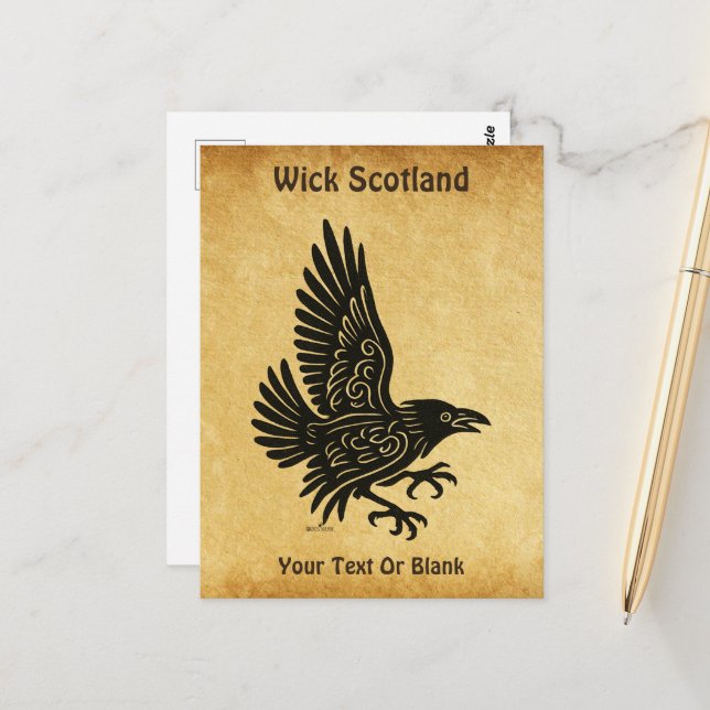 Carte Postale Dancing Norse Raven (Devant/Arrière en situation)