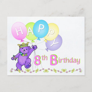 Carte Postale Dancing Teddy Bear 8e anniversaire