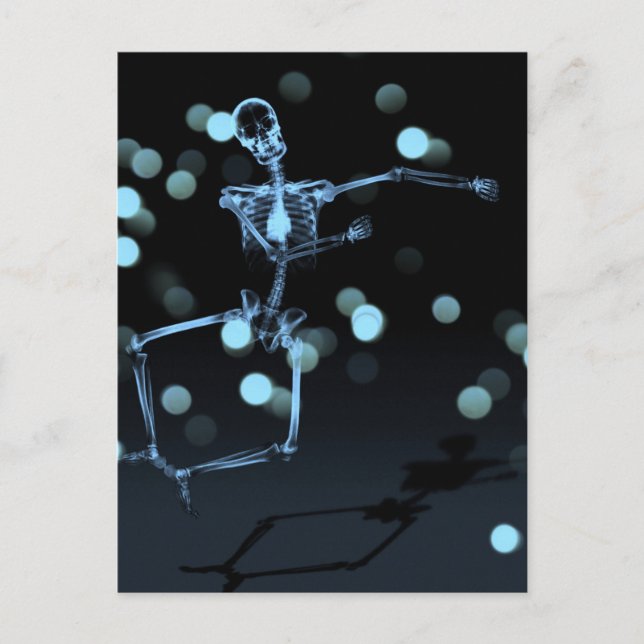 Carte Postale Dancing X-Ray Skeleton - Bleu (Devant)