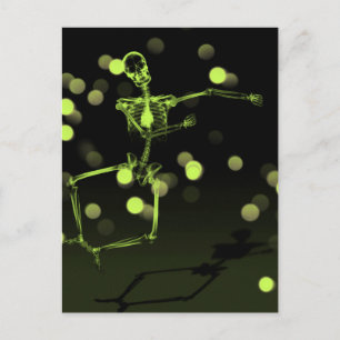 Carte Postale Dancing X-Ray Skeleton - Lime Green