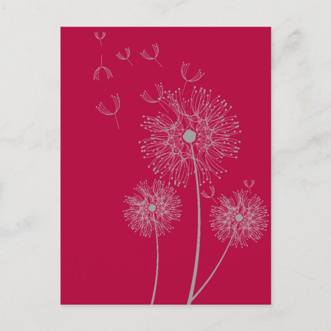 Carte Postale Dandelion couleur art floral moderne (Devant)