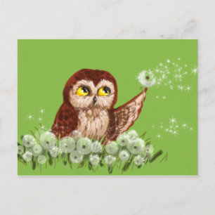 Carte Postale Dandelion de chouette de scie