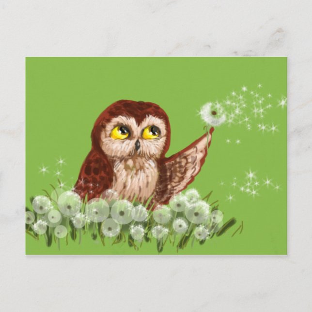 Carte Postale Dandelion de chouette de scie (Devant)
