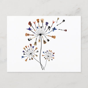 Carte Postale Dandelion Fleurs Musique Lover Cadeau Pour Guitari