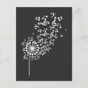Carte Postale Dandelion Musical Notes Musique Lover Nature Flowe