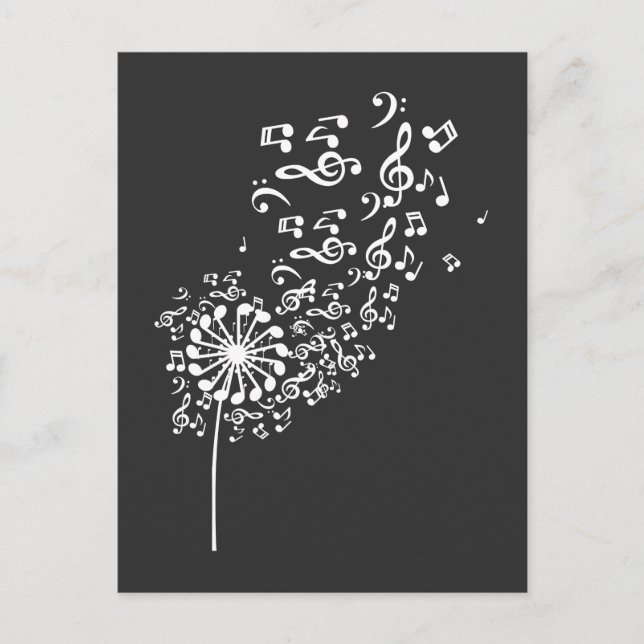 Carte Postale Dandelion Musical Notes Musique Lover Nature Flowe (Devant)