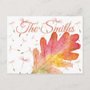 Carte Postale Dandelions délicats et feuilles d'automne