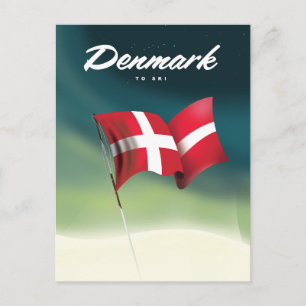 Carte Postale Danemark affiche de voyage "Pour skier"