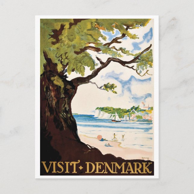 Carte Postale Danemark, Chêne sur la plage (Devant)
