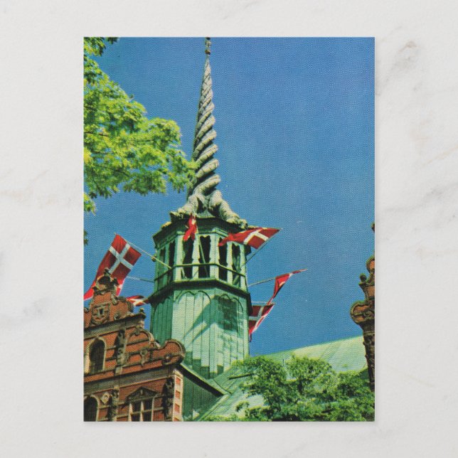 Carte Postale Danemark vintage, Copenhague Stock Exchange, (Devant)