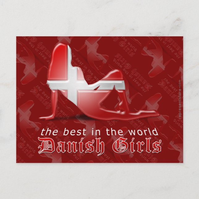 Carte Postale Danish Girl Silhouette Flag (Devant)