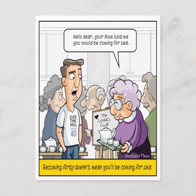 Carte postale d'anniversaire 40 ans humoristique (Devant)