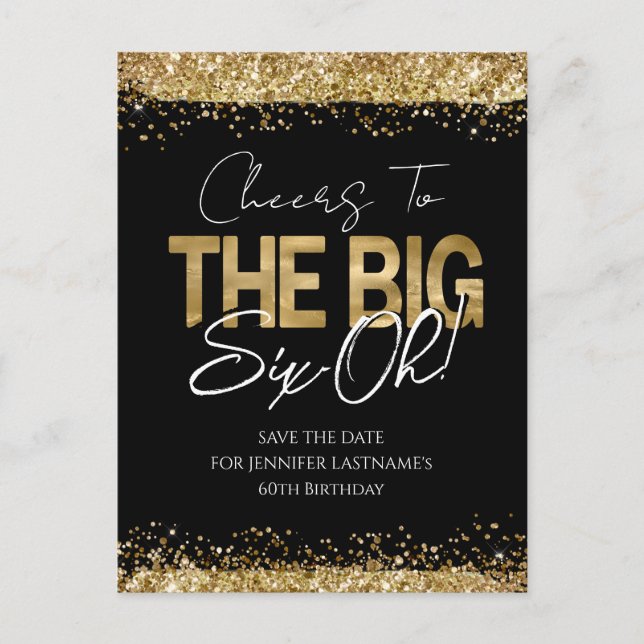 Carte postale d'anniversaire 60 ans or noir pour a (Devant)