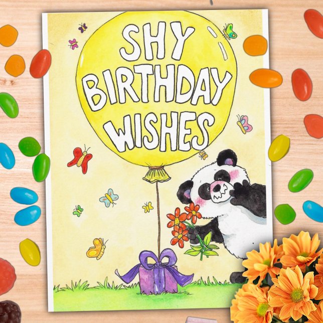 Carte postale d'anniversaire Adorable Panda Timide (Créateur téléchargé)