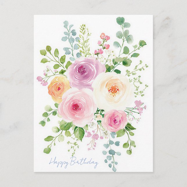Carte postale d'anniversaire aquarelle (Devant)